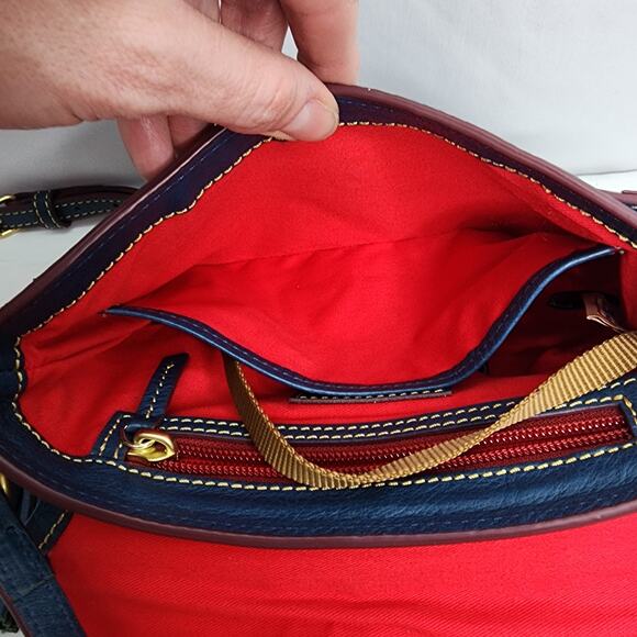 Dooney & Bourke Leather Slate Blue Crossbody Saddle Bag/ Purse Adjustable Strap - Picture 16 of 16